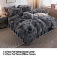 thumbnail image 5 of LIFEREVO Luxury Fluffy Faux Fur Duvet Cover Set, Soft Tie Dye Plush Fuzzy Duvet Cover Set(1 Shaggy Comforter Cover+2 Furry Pillowcases)Bedding Set, Zipper Closure(King, Tie Dye Dark Grey), 5 of 7