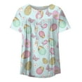 thumbnail image 4 of Fvwitlyh Femmes T-Shirts Chemise pour les Femmes Convenable Pâques Chemises d'Impression Col Rond Manches Courtes Tee Tops Tunique Blouse Bleu Clair, XL, 4 of 4