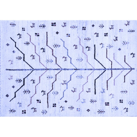 Ahgly Company Indoor Rectangle Solid Blue Modern Area Rugs, 2' x 4'