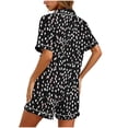 thumbnail image 4 of BaoFuBaoMei Womens Pajama Sets Plus Size 2 Piece Short Sleeve Button up Sleepwear Collared Tops and Drawstring Shorts Pjs Print Lounge Set with Pockets, 4 of 5