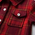 thumbnail image 6 of ZCFZJW Little Kids Toddler Baby Boy Girl Flannel Shirt Jacket Plaid Long Sleeve Lapel Button Down Shacket Fall Winter Warm Coat Outwear A#05-Red 6-12 Months, 6 of 9