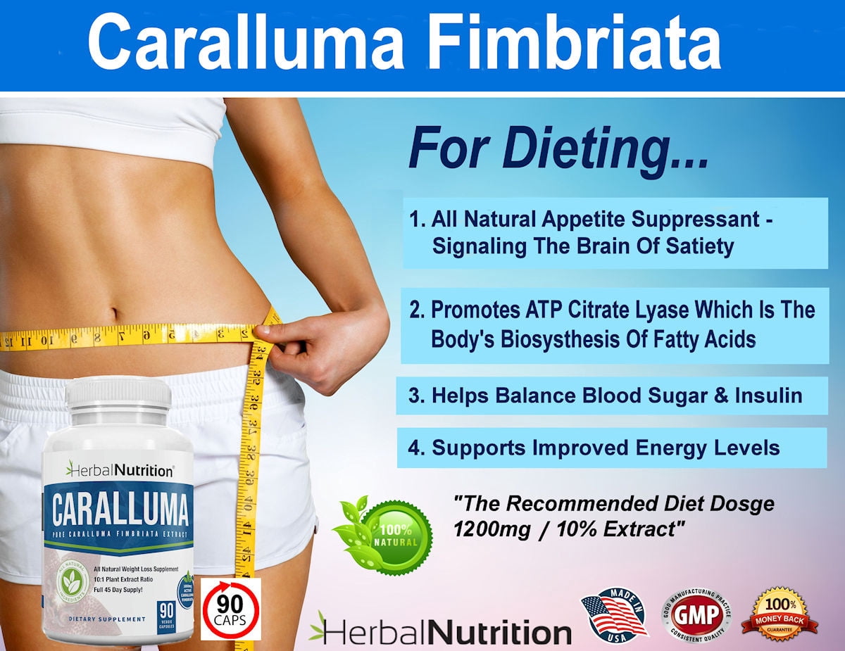Caralluma Fimbriata 1200mg Herbal Nutrition Brand Two 90 Count Bottles! Weight Loss Supplement