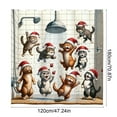 thumbnail image 3 of Lksixu Christmas Shower Curtain for Bathroom, 47"x71" Bathing Cat with Santa Hat Fabric Shower Curtain with Hooks, Waterproof Quick-Drying Winter Holiday Decorative Bath Curtain for Bathtub Spa, 3 of 6