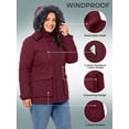 thumbnail image 5 of Wantdo Women's Plus Size Coat Insulated Puffer Jacket Warm Thicken Quilted Winter Parka Jacket Wine Red 3XL, 5 of 9