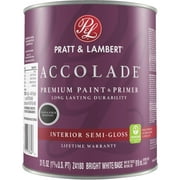 Pratt & Lambert Accolade Premium 100% Acrylic Paint & Primer Semi-Gloss Interior Wall Paint, Bright White Base, 1 Qt.