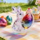 thumbnail image 5 of Decoraciones de Pascua, adornos de Pascua, decoraciones de escritorio de acrílico de conejo de Pascua, lindas figuras de conejo con huevo colorido para rellenar canastas de Pascua, regalos para niños,, 5 of 5
