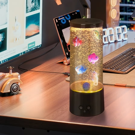 Bubble Fish Lamp, Colorful LED Aquarium Night Light Decorative Lamp for Bedroom, Living Room, Office
