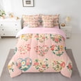 thumbnail image 2 of Feelyou Kawaii Love Heart Bedding Comforter Set 7pcs for Teen, Anniversary Flower Floral Queen Bedding Sets, Girly Pink Cartoon Reversible Queen Sheet Sets, Ultra Soft Bedroom Decor, 2 of 8