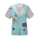 thumbnail image 4 of ICHUANYI Clearance Women Fashion Summer Sexy Fold Printed Regular Women Short Sleeves V Neck Button Top(Blue, M) ICHUANYI WER2023081008513, 4 of 5