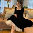 thumbnail image 3 of Black Velvet Long Dress Bridal Velvet Dress Wedding Guest Dress Long Sleeves Evening Gown, 3 of 6