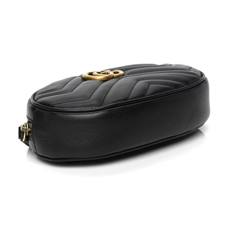 Gucci, Bags, Gucci Calfskin Matelasse Gg Marmont Round Coin Purse Black