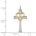 thumbnail image 4 of Sterling Silver Platinum-plated & Gold-tone Polished Cross w/Heart Pendant QC8254, 4 of 4
