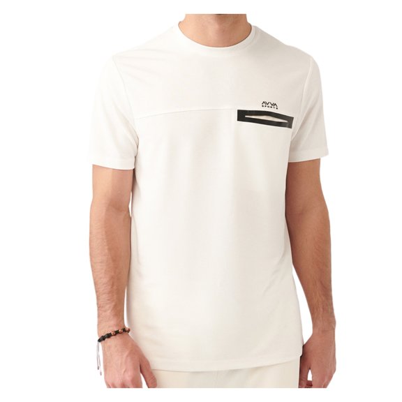 Avva Men's Crew Neck, Pocket, Short Sleeve, Slim Fit T-Shirt, Small, Ecru