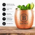 thumbnail image 5 of PERSONALIZED Round Custom Family Name Classic Moscow Mule Mug with Engraved Design and Sturdy Handle Rolled Rim, Hammered Copper Finish 18 oz, Stamp Initial Family, Set of 4, 5 of 6