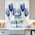 thumbnail image 4 of Spring Blue Swag Curtain Valance for Windows, Flowers X-ray Image of Tulips Floral Window Treatments Short Swag Topper for Kitchen Windows Bathroom Bedroom, 36"x45", 4 of 8
