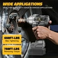 thumbnail image 3 of Cordless Impact Wrench 1/2 inch for Dewalt Battery, 750FT-LBS (1000N.m) Brushless Electric Impact Gun Includes LED Work Light, High Torque Impact Driver, Bare Tool Only, 3 of 6