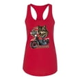 thumbnail image 2 of American Motorcycle Wolves Survivors Made in the USA | Womens Fashion Jersey Racerback Tank Top, Red, Large, 2 of 4