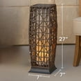 thumbnail image 2 of Aria Home Modern Outdoor Solar Powered Rattan Floor Lantern, Waterproof LED Light, 19", Brown, 2 of 8