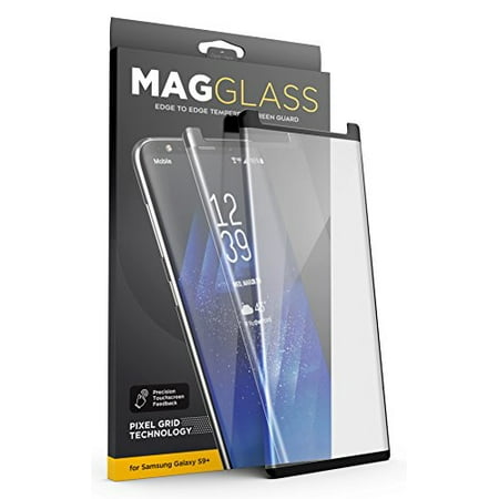 [Case Compatible] Galaxy S9 Plus Tempered Glass Screen Protector, MagGlass (XT90 Scratchproof/Shatterproof) Reinforced Screen Guard w/Pixel Grid Technology (Includes Precision applicator)