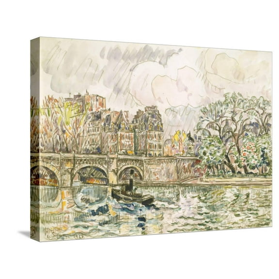 Art.com Paris Le Place Dauphine Stretched Canvas Print Wall Art by Paul Signac, 24" x 18"