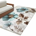 thumbnail image 2 of 4x6 Area Rugs, Vintage Flowers Non-Skid Rubber Backing Large Rectangle Rugs - Living Room Bedroom Home Office, Teal Blue Floral Nature Butterfly Indoor Floor Mat Carpets Washable Rug, 2 of 9