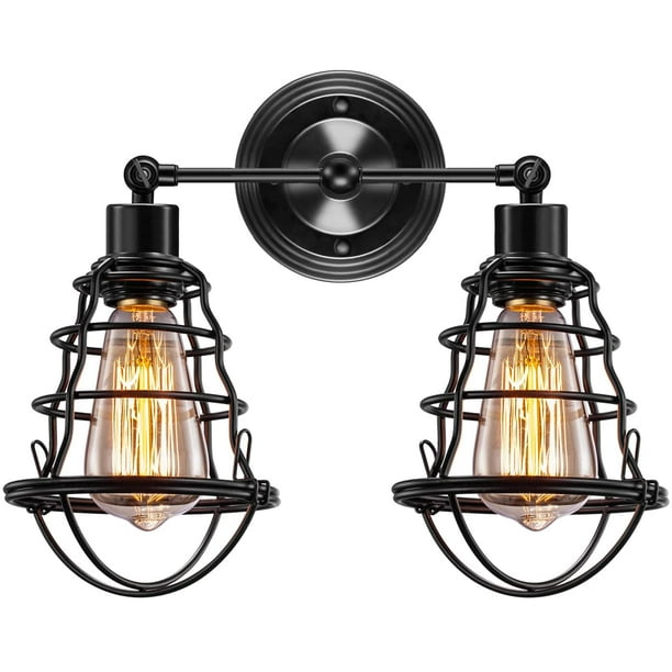 Industrial Wall Mount Light Sconce Set Of 2 Fixture For Bedroom Vanity Mirror Black Com Industrial Wall Mount Light Sconce, Industrial Wall Mount Light Fixtures