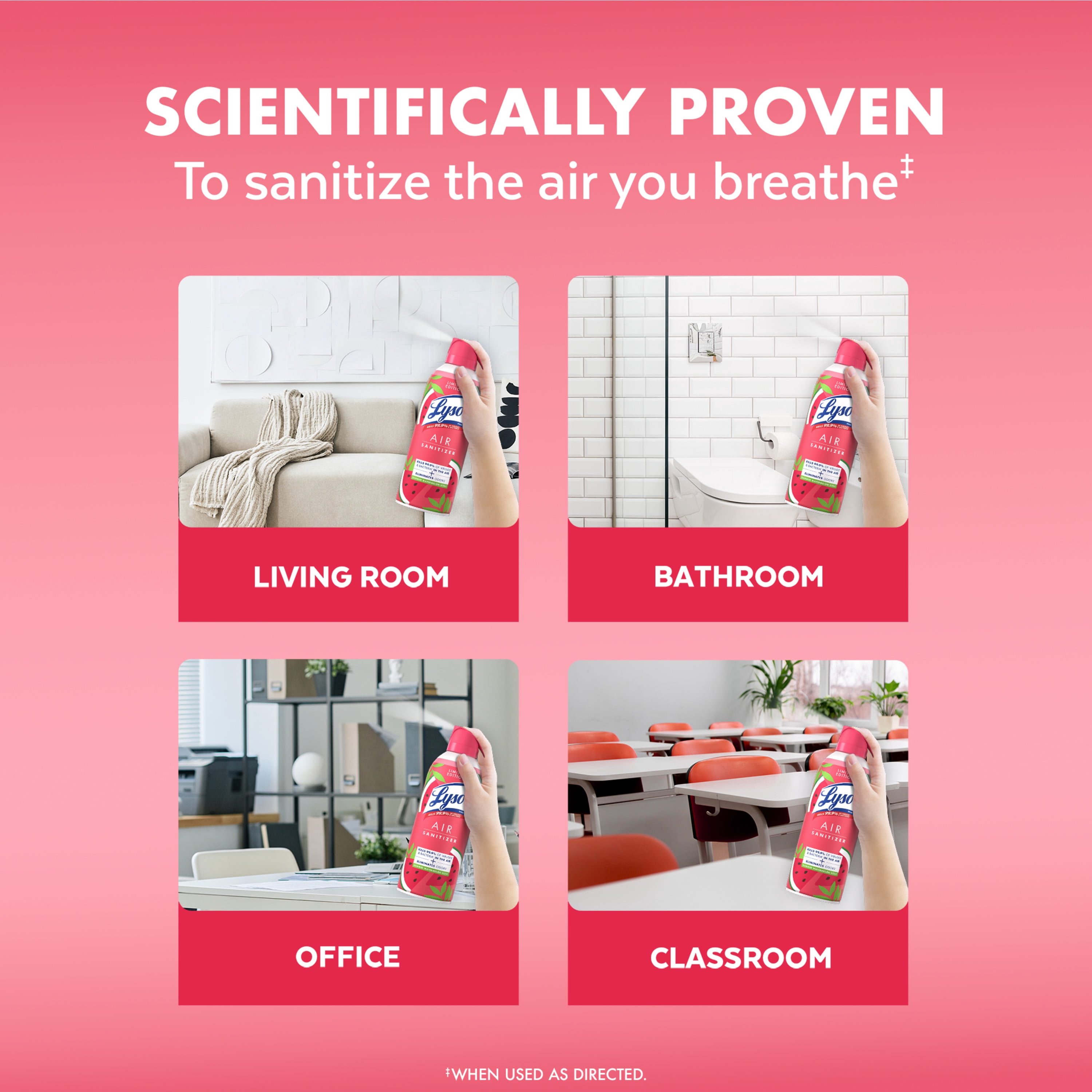 Lysol Air Sanitizer Spray for Air Sanitization and Bacterial Odor Elimination, Air Freshener Alternative, Summer Watermelon Scent, 10 oz