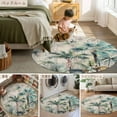 thumbnail image 6 of 8ft Round Rug, Summer Palm Trees Non-Skid Rubber Backing Large Area Rugs - Living Room Bedroom Home Office, Vintage Botanical Tropical Leaves Indoor Floor Mat Carpets Washable Rug, 6 of 9