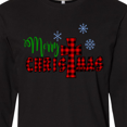 thumbnail image 4 of Inktastic Merry Christmas Buffalo Plaid Cross with Snowflakes Long Sleeve T-Shirt, 4 of 5