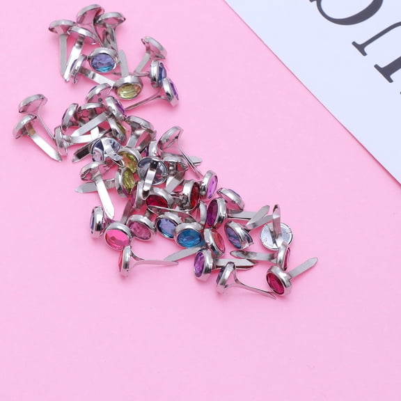 KALLORY 50 Pieces Assorted Color Crystal Rhinestone Brads for Scrapbooking, Paper Crafts, Decoration, and Charms