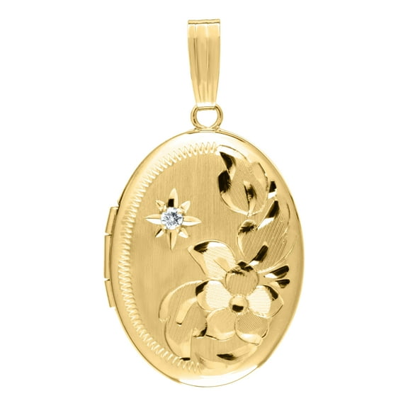 14k Yellow Gold 3/4 inch Oval Locket Pendant