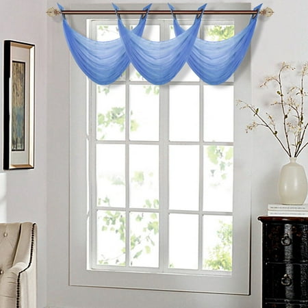 K36 Royal Blue 1 Pc Solid Voile Sheer Waterfall Valance Window K36 Royal Blue 1 Pc Solid Voile Sheer Waterfall Valance Window Treatment With 2 Grommets