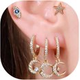 thumbnail image 1 of Pendientes chapados en oro de 14 quilates para mujer Pendientes de cartílago Pendientes de oro delicados Pendientes de aro Huggie Pendientes hipoalergénicos para múltiples piercings Regalos de moda pa, 1 of 4