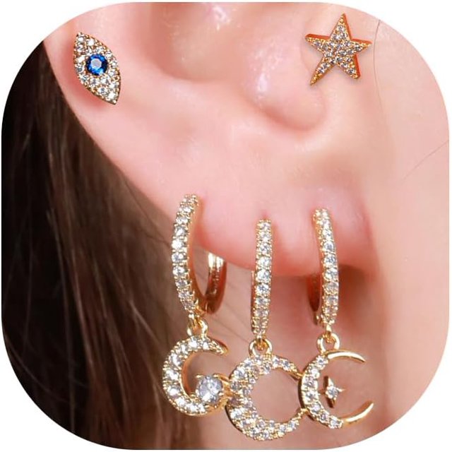 Pendientes chapados en oro de 14 quilates para mujer Pendientes de cartílago Pendientes de oro delicados Pendientes de aro Huggie Pendientes hipoalergénicos para múltiples piercings Regalos de moda pa
