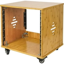 Sound Town DIY 10U Solid Bamboo Studio Rack - 16" Depth, Ventilation, with Rubber Feet, Casters and Front/Back Rails (STBR-10UW)