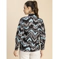thumbnail image 4 of Moomaya Chic Stripe Folded Band Neck Top - Long Sleeves, Regular Fit Office Wear, 4 of 9