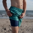 thumbnail image 2 of Mens Swim Trunks with Compression Liner Anti Chafing 7 inch inseam Stretch Quick Dry Swim Shorts with Phone Pocket, 2 of 5