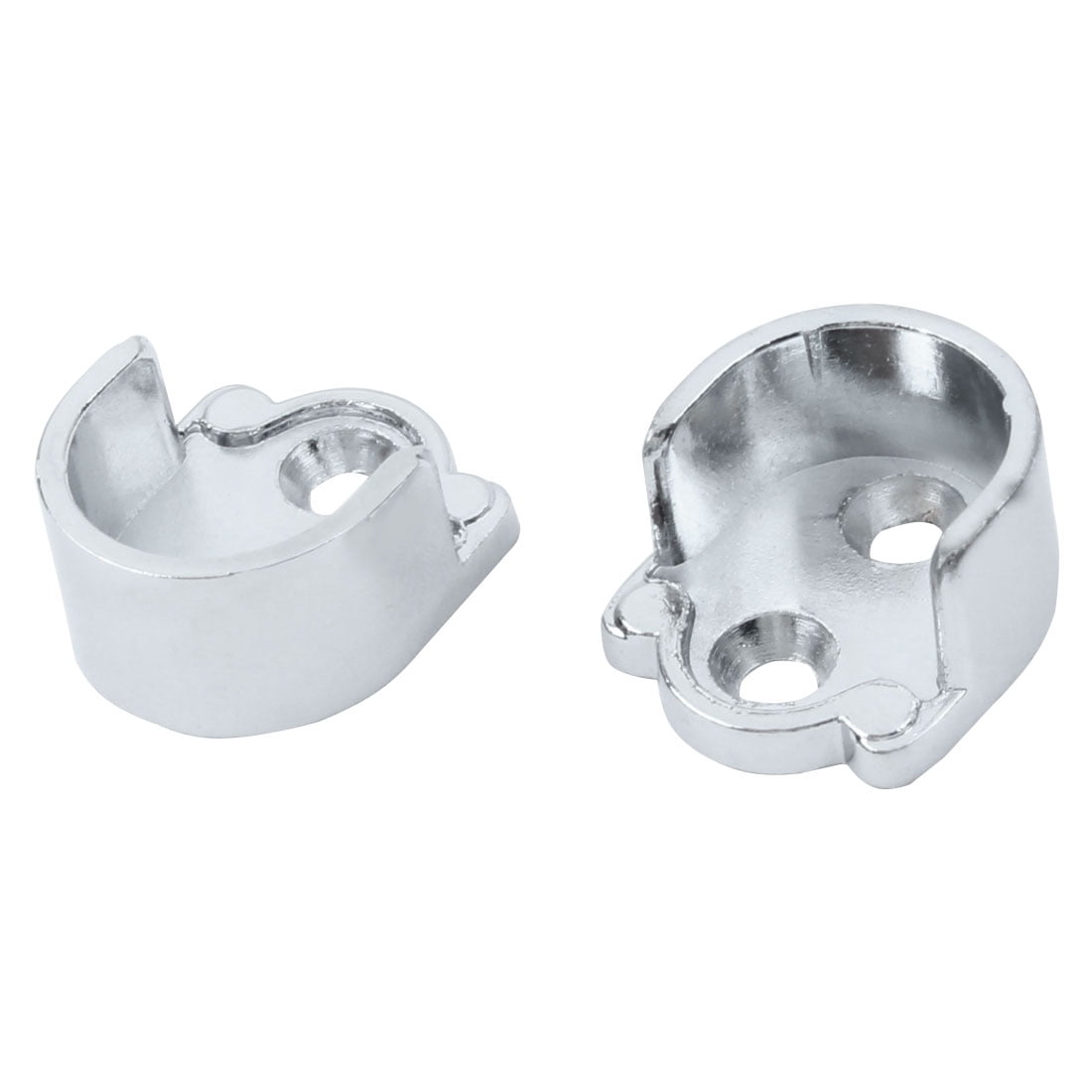 Wardrobe Closet Rod Flange Bracket Support Hanger Silver Tone 19mm Dia 2pcs