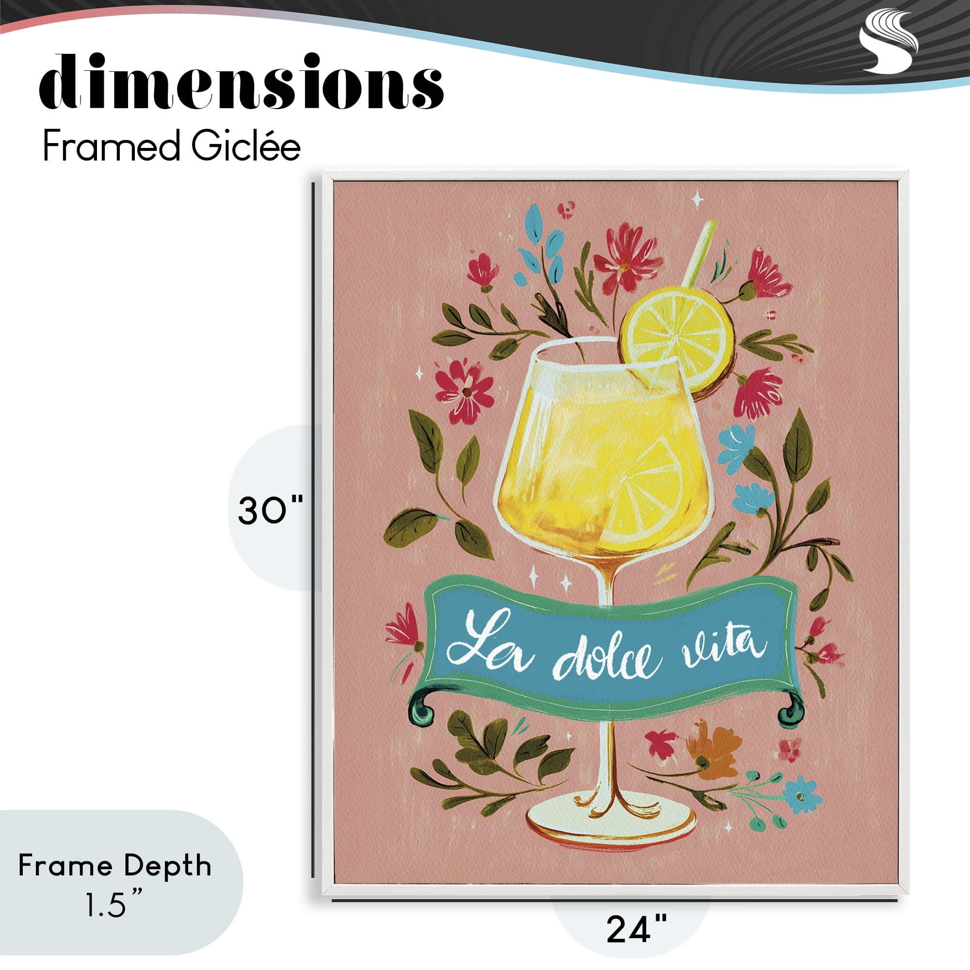Stupell Industries Lemon Cocktail Sweet Life White Framed Giclee Art, design by Yen