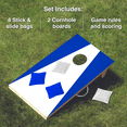 thumbnail image 3 of Wooden Cornhole Set, Royal Blue & White Colors, Stick & Slide Bags, 10 Pieces, 2 Boards, 8 Bean Bags, Family Games, College Games, Ages 3+ by MinnARK, 3 of 6
