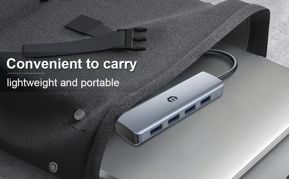 4 in 1 USB Adapter Hub, USB 3.2 Hub, 10Gbps Ultra Slim Portable Data Hub with 4 USB 3.2 Ports, 7.8in Data Cable for MacBook Pro/Air, iPad Pro/Air, Surface Go, XPS, Pixelbook