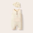 thumbnail image 2 of Mnyotv Summer Outfits for Infants Cotton Sleeveless Vest Romper and Hats Baby Boy Clothes Size 9-12 Months, 2 of 6
