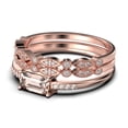 thumbnail image 4 of Beautiful Minimalist 1.95 Carat Emerald Cut Morganite And Diamond Moissanite Engagement Ring, Wedding Ring, Two Matching Band in Silver With 18k Rose Gold Plating, Gift For Her, Anniversary Ring, 4 of 4