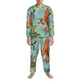 thumbnail image 4 of Kll Retro Flying Butterflies Sleepwear Mens Flannel Pajamas,Long Cotton Pj Set, 4 of 9