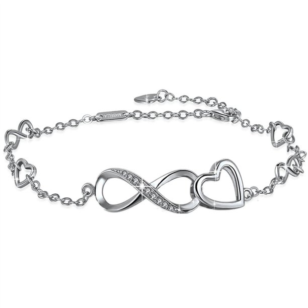 Devuggo Adjustable Anklet Bracelet 925 Sterling Silver Infinity Endless