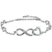 Devuggo  Adjustable Anklet Bracelet 925 Sterling Silver Infinity Endless Love Heart Women Jewelry Gifts