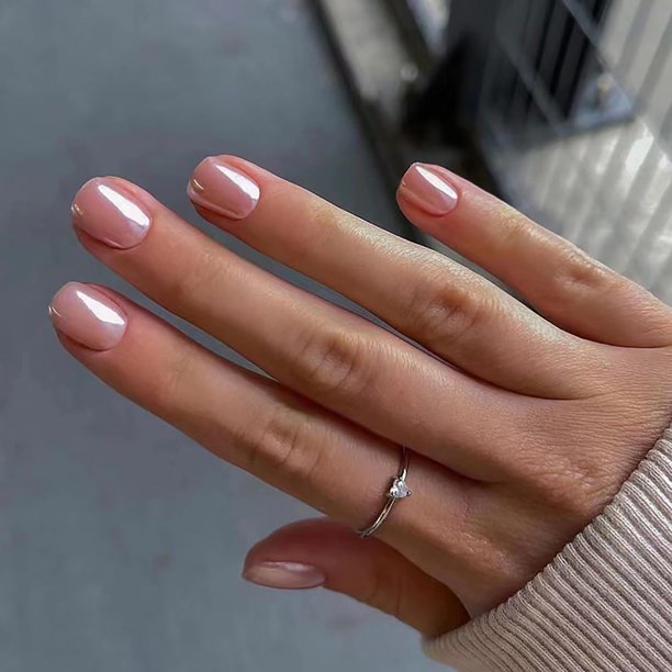 Set de uñas postizas adhesivas Dulyork cortas, rosa brillante