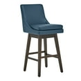 thumbnail image 3 of CHITA 30 inch Upholstered Swivel Faux Leather Counter Bar Stools with Back & Wood Legs Set of 2, Dark Blue, 3 of 9