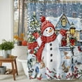 thumbnail image 4 of Snowman Christmas Shower Curtain, Xmas Tree Snowflake Winter Elk Waterproof Fabric Shower Curtains with 12 Hooks, Bathroom Curtain Set for Bathroom Accessories Decor, 36 x 72 Inches, 4 of 9