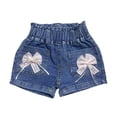 thumbnail image 3 of HAOTAGS Girls Denim Shorts(1-8), Summer Elastic Waist Jeans Shorts for Beach Vacation Blue 5-6Years, 3 of 6